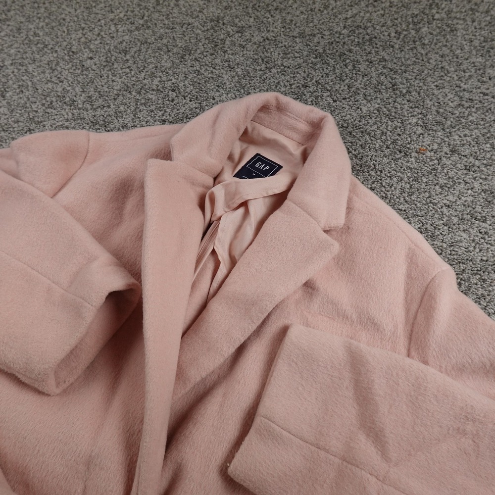 Gap Coat‎ Womens M Pink Heavy Wool Blend Wrap Belted Jacket Parka Cozy Warm Top